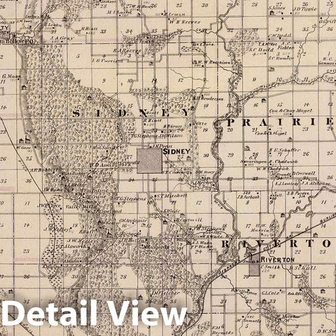 Historic Map : 1875 Map of Fremont County, State of Iowa. - Vintage Wall Art