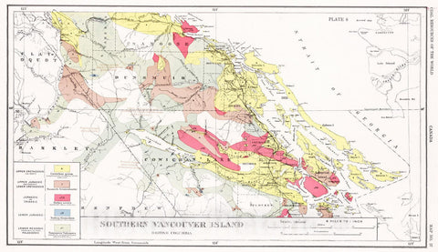Historic Map : Geologic Atlas - 1913 Southern Vancouver Island, British Columbia, Canada. Coal Resources of the World. - Vintage Wall Art