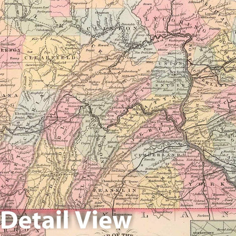 Historic Map : 1857 A New Map of the State of Pennsylvania - Vintage Wall Art