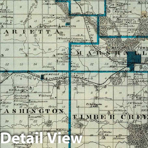 Historic Map : 1875 Map of Marshall County, State of Iowa. - Vintage Wall Art