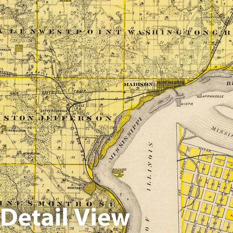 Historic Map : 1875 Map of Lee County and Montrose, State of Iowa. - Vintage Wall Art
