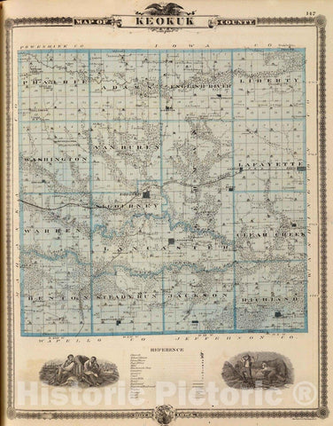 Historic Map : 1875 Map of Keokuk County, State of Iowa. - Vintage Wall Art