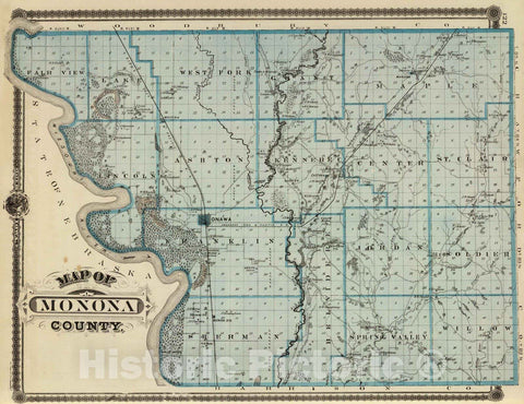 Historic Map : 1875 Map of Monona County, State of Iowa. v2 - Vintage Wall Art