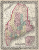 Historic Map : 1877 County map of the State of Maine - Vintage Wall Art