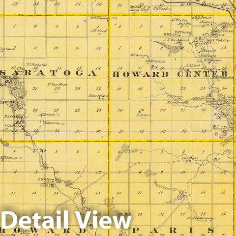 Historic Map : 1875 Map of Howard County, State of Iowa. - Vintage Wall Art