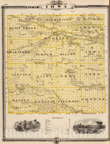 Historic Map : 1875 Map of Iowa County, State of Iowa. - Vintage Wall Art