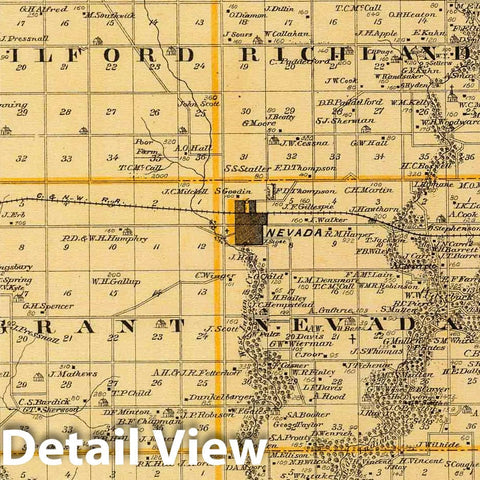 Historic Map : 1875 Map of Story County, State of Iowa. - Vintage Wall Art