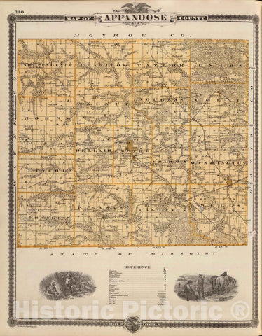 Historic Map : 1875 Map of Appanoose County, State of Iowa. - Vintage Wall Art
