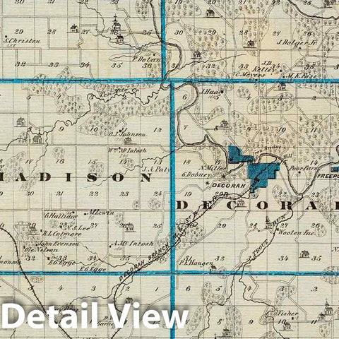 Historic Map : 1875 Map of Winneshiek County, State of Iowa. - Vintage Wall Art