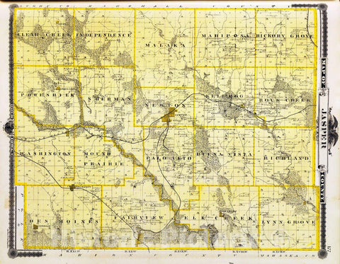 Historic Map : 1875 Map of Jasper County, State of Iowa. - Vintage Wall Art