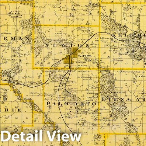 Historic Map : 1875 Map of Jasper County, State of Iowa. - Vintage Wall Art