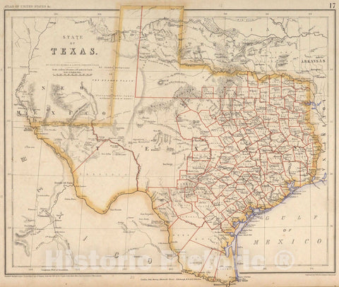 Historic Map : National Atlas - 1857 State Of Texas. - Vintage Wall Art