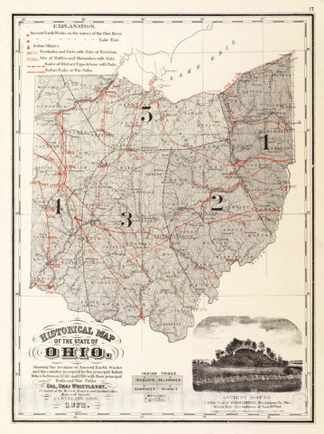 Historic Map - 1872 Historical map of the State of Ohio. - Vintage Wall Art