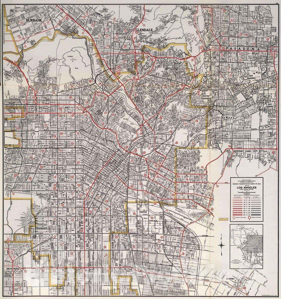 Plan ancien de Los Angeles éditée par Richfield - ca. 1950 – Votre Carte Ancienne