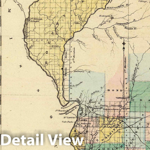 Historic Map : 1876 Illinois in 1822 (with view:) First State House at Kaskaskia. - Vintage Wall Art