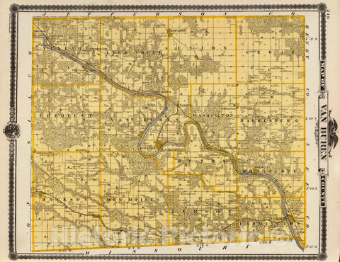 Historic Map : 1875 Map of Van Buren County, State of Iowa. - Vintage Wall Art