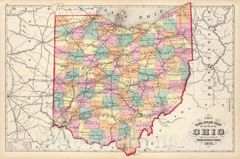 Historic Map - 1872 New rail road map of the State of Ohio. - Vintage Wall Art