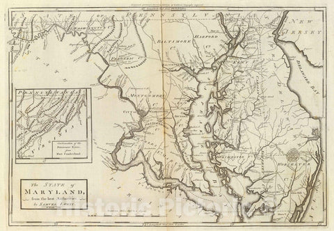 Historic Map : 1796 State of Maryland. - Vintage Wall Art