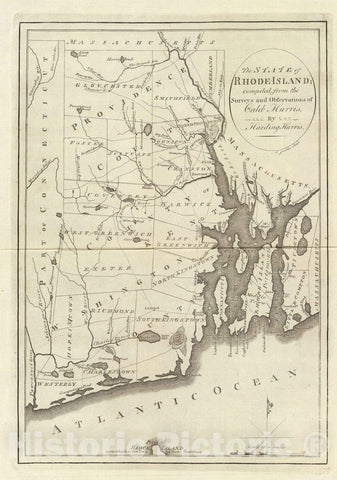 Historic Map : 1796 State of Rhode Island. - Vintage Wall Art