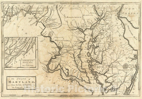 Historic Wall Map : National Atlas - 1795 State of Maryland. - Vintage Wall Art
