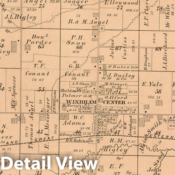 Historic Map 1874 Windham Township, Portage County, Ohio. Vintage