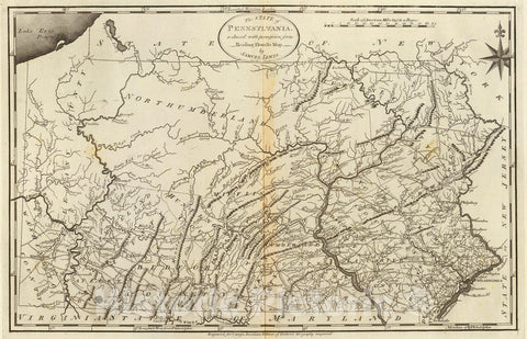 Historic Map - World Atlas - 1796 State of Pennsylvania. - Vintage Wall Art