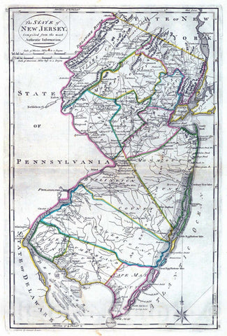 Historic Map : 1814 State of New Jersey. - Vintage Wall Art