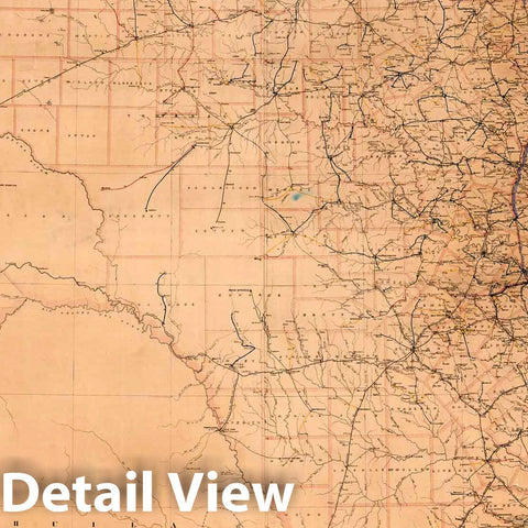 Historic Map : Wall Map - 1892 Post Route Map of the State of Texas - Vintage Wall Art