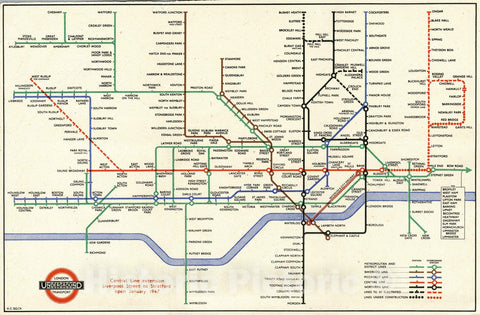 Historic Map - 1947 London Underground Diagram - Vintage Wall Art