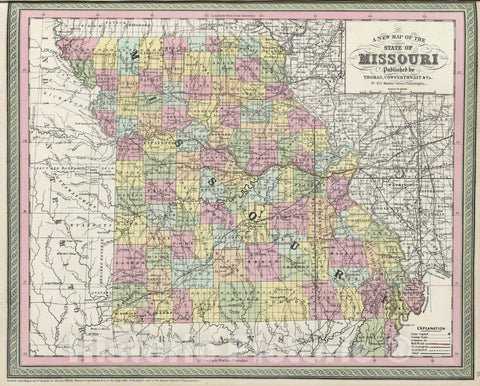 Historic Map : 1855 A new map of the State of Missouri - Vintage Wall Art