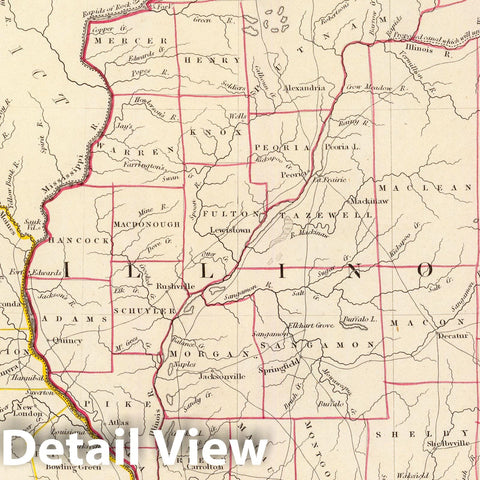 Historic Map : United States, Illinois, 1833 Missouri, Ill, Ind. , Vintage Wall Art