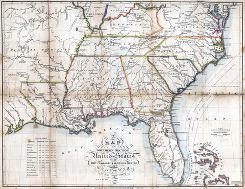 Historic Map : National Atlas - 1813 Southern Section of the United States including Florida. - Vintage Wall Art