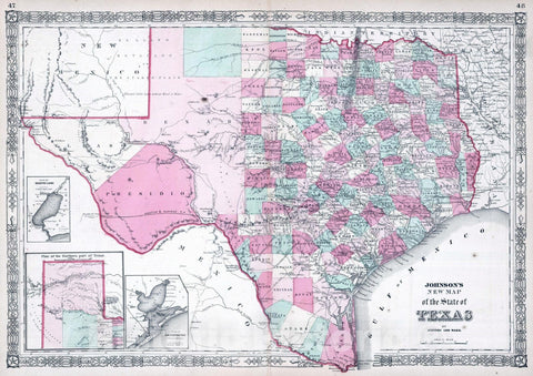 Historic Map : 1864 State of Texas - Vintage Wall Art