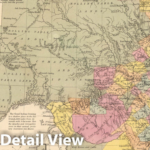 Historic Map : 1853 Map of The State of Texas - Vintage Wall Art