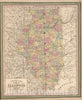 Historic Map : 1853 A New Map of The State of Illinois - Vintage Wall Art
