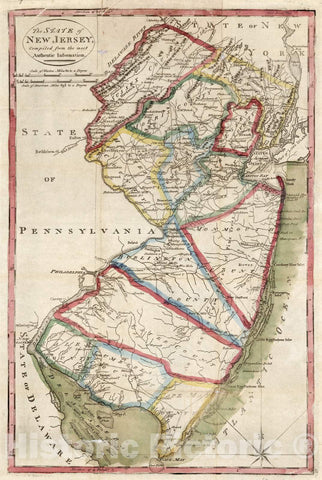 Historic Map : 1827 The State of New Jersey - Vintage Wall Art