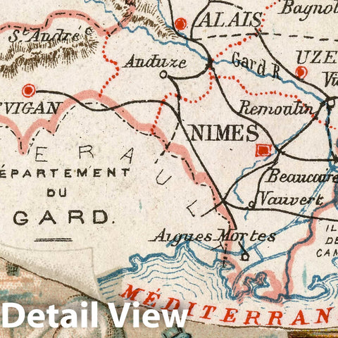 Historic Map : Department du Gard (France), 1935 Pictorial Map - Vintage Wall Art