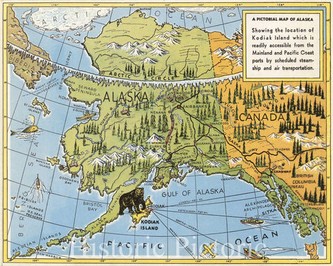 Historic Map : A Pictorial Map of Alaska, 1948 Pictorial Map - Vintage Wall Art
