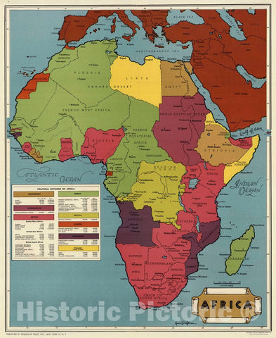 Historic Map : Africa, 1945 Pictorial Map - Vintage Wall Art