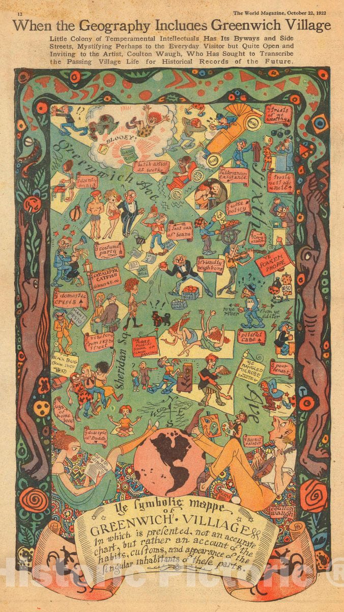 Historic Map : Ye Symbolic Pictorial mappe : Greenwich Village, in which is Pretend, not an Accurate Chart, but an Account of The Habits, Customs, and Appearance 1922