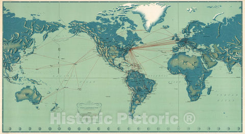 Historic Map : 1964 Pictorial Map - Pan American World Airways System - Vintage Wall Art