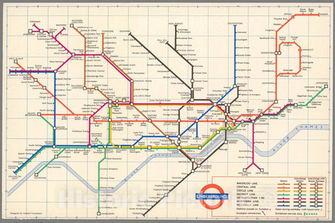 Historic Map : Underground. Designed by Harold F. Hutchison, 1962 Vintage Wall Art