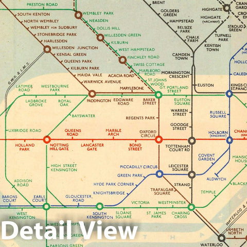 Historic Map : London Transport : Underground Railway map. Number 2, 1938. Johnson, Riddle, Co, LTD, Southwark, S.E.I. 1/7/1938. Crown Copyright, 1938 Vintage Wall Art