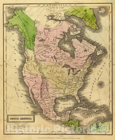 Historic Map : North America. Entered According to Act of Congress Nov. 20th 1829, by D.F. Robinson & Co. of The State of Connecticut, 1829 Atlas - Vintage Wall Art