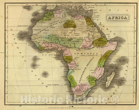 Historic Map : Africa. Entered According to Act. of Congress Nov. 20th 1829 by D.F. Robinson & Co. of The State of Connecticut, 1829 Atlas - Vintage Wall Art