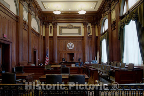 Photo - Courtroom, Federal Building and U.S. Courthouse, Providence, Rhode Island- Fine Art Photo Reporduction