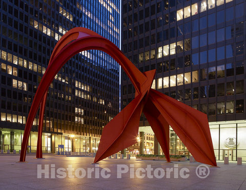 Chicago, IL Photo - Sculpture Flamingo at Federal Center Plaza, John C. Kluczynski Federal Building, Chicago, Illinois