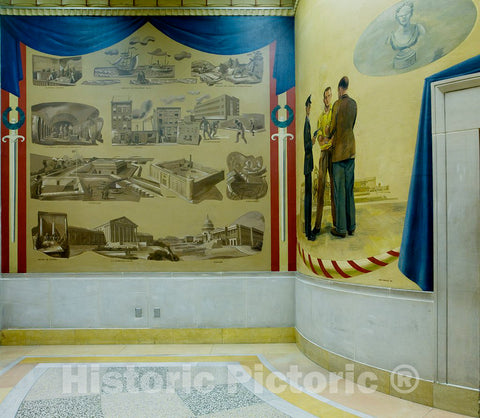 Photo - Two Oil Paintings Violent Activities of The Department of Justice and an Arrest, Fifth Floor, Elevator no. 10, Department of Justice, Washington, D.C.