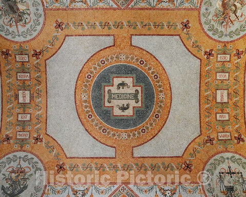 Photograph - East Corridor, Great Hall. Ceiling Mosaic Representing Medicine and Naming Americans Distinguished in Medicine: Gross, Wood, McDowell, Rush, and Warren 1