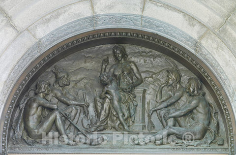 Photo - Exterior View. Bronze Tympanum, by Olin L. Warner, Representing Tradition Above Main Entrance Doors. - Fine Art Photo Reporduction